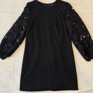 White House Black Market Black Floral Cut-Out Long Sleeve Dress